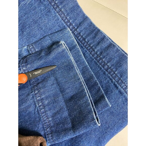 Vtg David Brooks Denim Chore Barn Jacket Suede Collar Womens Large Wool lining - Picture 9 of 16